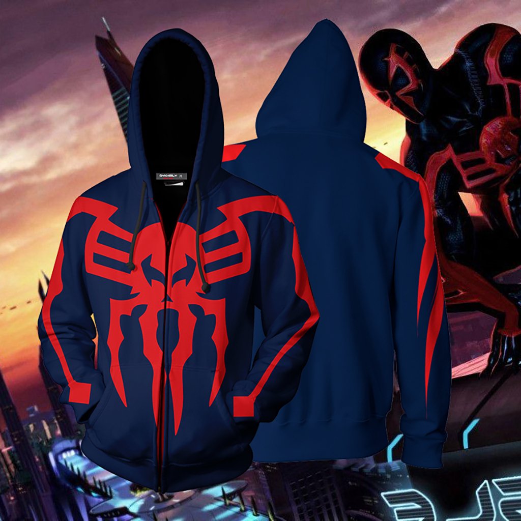 Spider-Man 2099 Cosplay PS4 Zip Up Hoodie Jacket 5XL