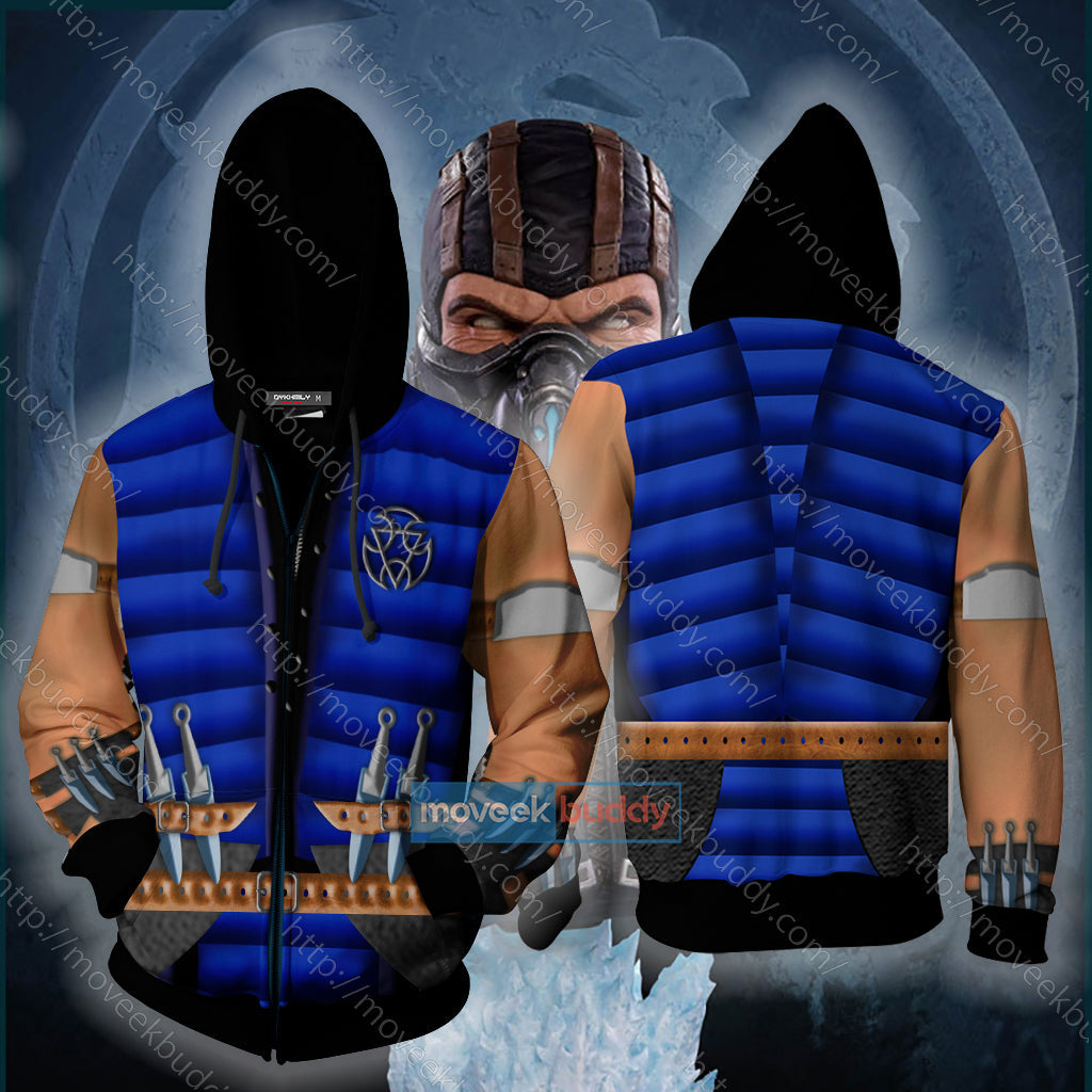 Mortal Kombat Sub-Zero Cosplay Zip Up Hoodie Jacket 5XL