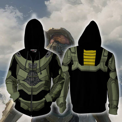Halo Master Chief Cosplay Zip Up Hoodie Jacket 5XL