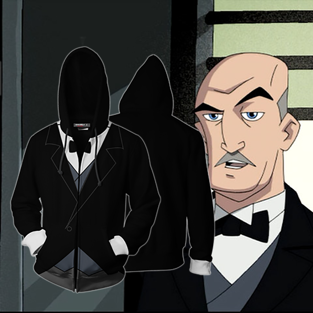 Batman Alfred Pennyworth Cosplay Zip Up Hoodie Jacket 5XL