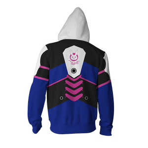 Overwatch D.Va Cosplay Zip Up Hoodie Jacket   