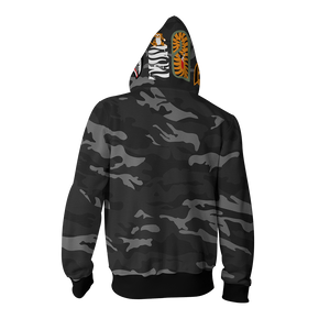 Camo Shark BTS Cheap Moment Zip Up Hoodie   