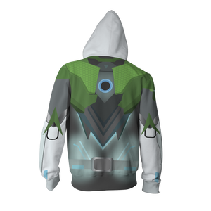 Overwatch Cosplay Genji Sentai Skin Zip Up Hoodie Jacket   