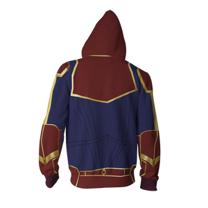 Captain Marvel Cosplay Zip Up Hoodie Jacket   