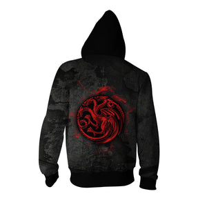 House Targaryen Game Of Thrones World Map Zip Up Hoodie   