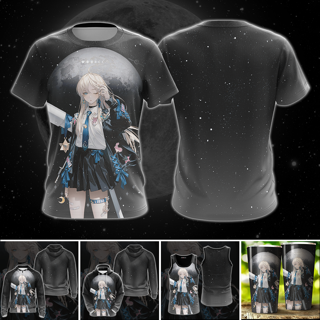 Luna Anime Girl All Over Print T-shirt Tank Top Zip Hoodie Pullover Hoodie   