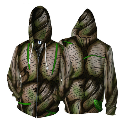 Guardians Of The Galaxy Groot Cosplay Zip Up Hoodie Jacket 5XL