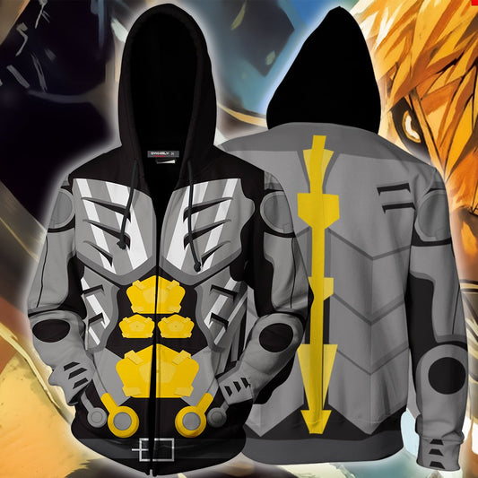 One Punch Man Genos Cosplay Zip Up Hoodie Jacket XS  