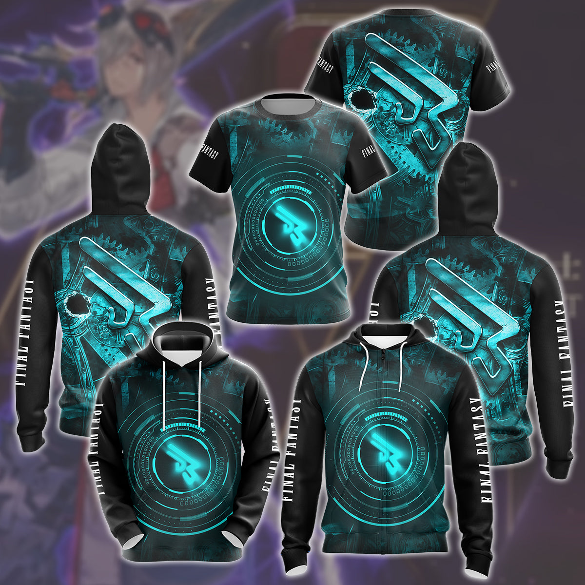 Final Fantasy Machinist Video Game All Over Printed T-shirt Tank Top Zip Hoodie Pullover Hoodie Hawaiian Shirt Beach Shorts Joggers