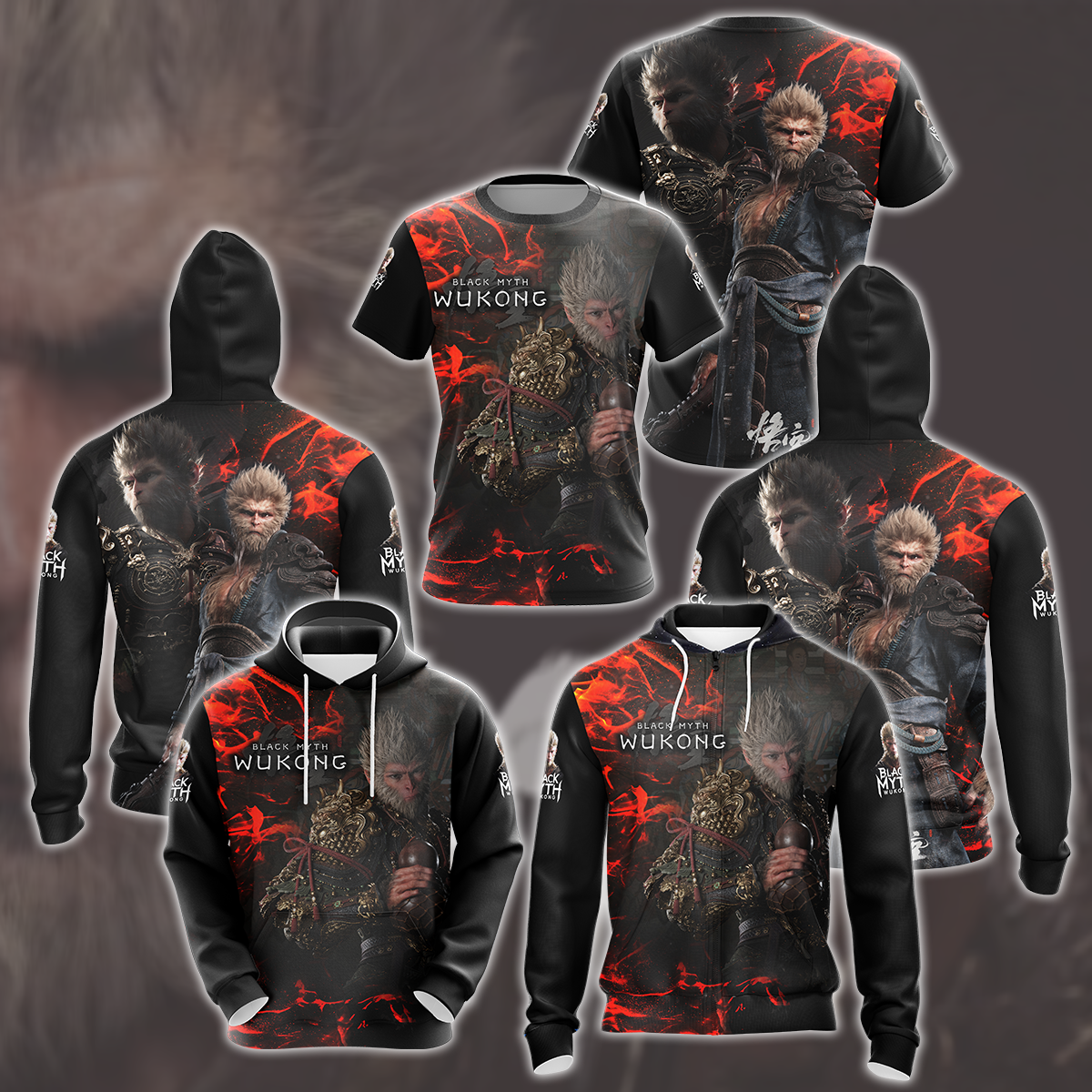 Black Myth: Wukong Video Game All Over Printed T-shirt Tank Top Zip Hoodie Pullover Hoodie Hawaiian Shirt Beach Shorts Joggers   