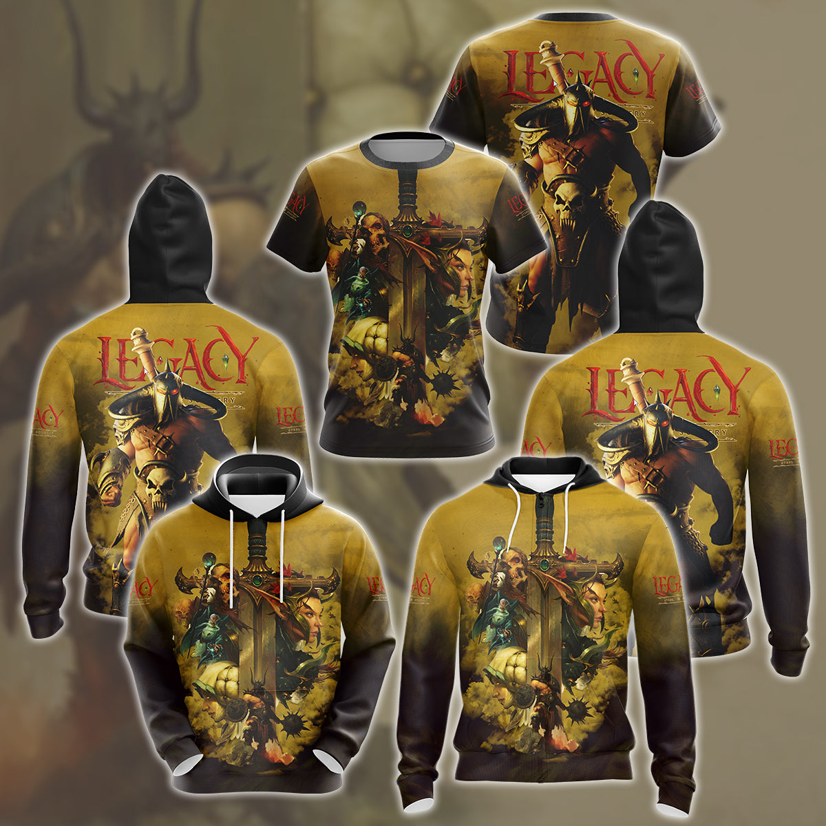 Legacy: Steel & Sorcery Video Game All Over Printed T-shirt Tank Top Zip Hoodie Pullover Hoodie Hawaiian Shirt Beach Shorts Joggers