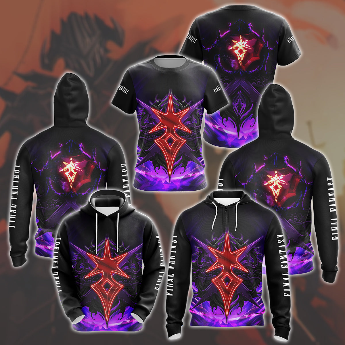 Final Fantasy Dark Knight Video Game All Over Printed T-shirt Tank Top Zip Hoodie Pullover Hoodie Hawaiian Shirt Beach Shorts Joggers