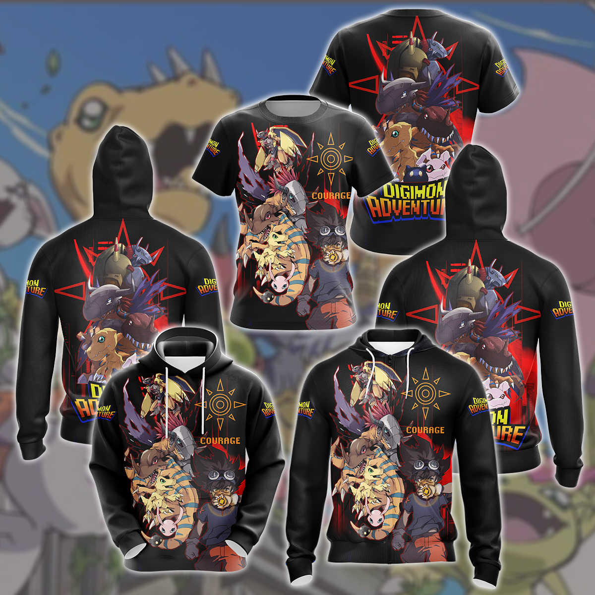 Digimon Video Game All Over Printed T-shirt Tank Top Zip Hoodie Pullover Hoodie Hawaiian Shirt Beach Shorts Joggers