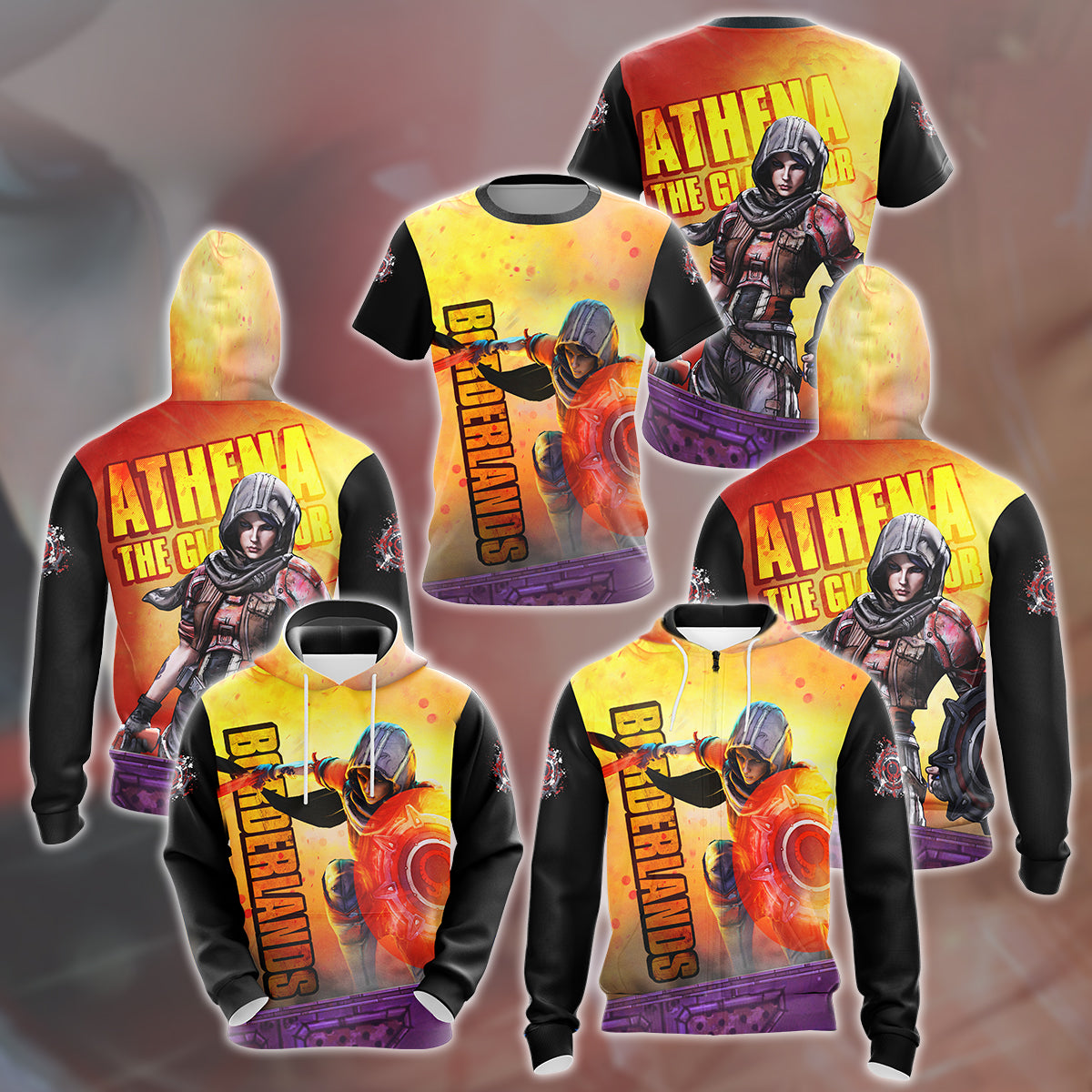 Borderlands Athena Video Game All Over Printed T-shirt Tank Top Zip Hoodie Pullover Hoodie Hawaiian Shirt Beach Shorts Joggers