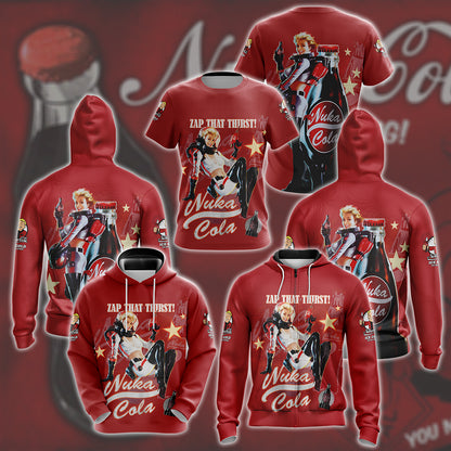 Fallout Nuka-Cola Video Game All Over Printed T-shirt Tank Top Zip Hoodie Pullover Hoodie Hawaiian Shirt Beach Shorts Joggers