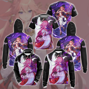 Genshin Impact Yae Miko Video Game All Over Printed T-shirt Tank Top Zip Hoodie Pullover Hoodie Hawaiian Shirt Beach Shorts Joggers   