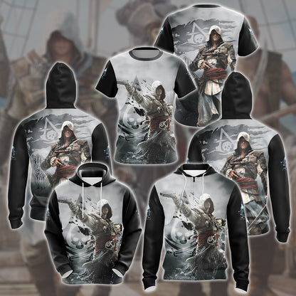 Assassin's Creed Black Flag Video Game All Over Printed T-shirt Tank Top Zip Hoodie Pullover Hoodie Hawaiian Shirt Beach Shorts Joggers