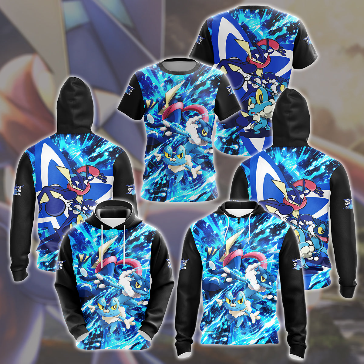 Greninja Evolution Video Game All Over Printed T-shirt Tank Top Zip Hoodie Pullover Hoodie Hawaiian Shirt Beach Shorts Joggers