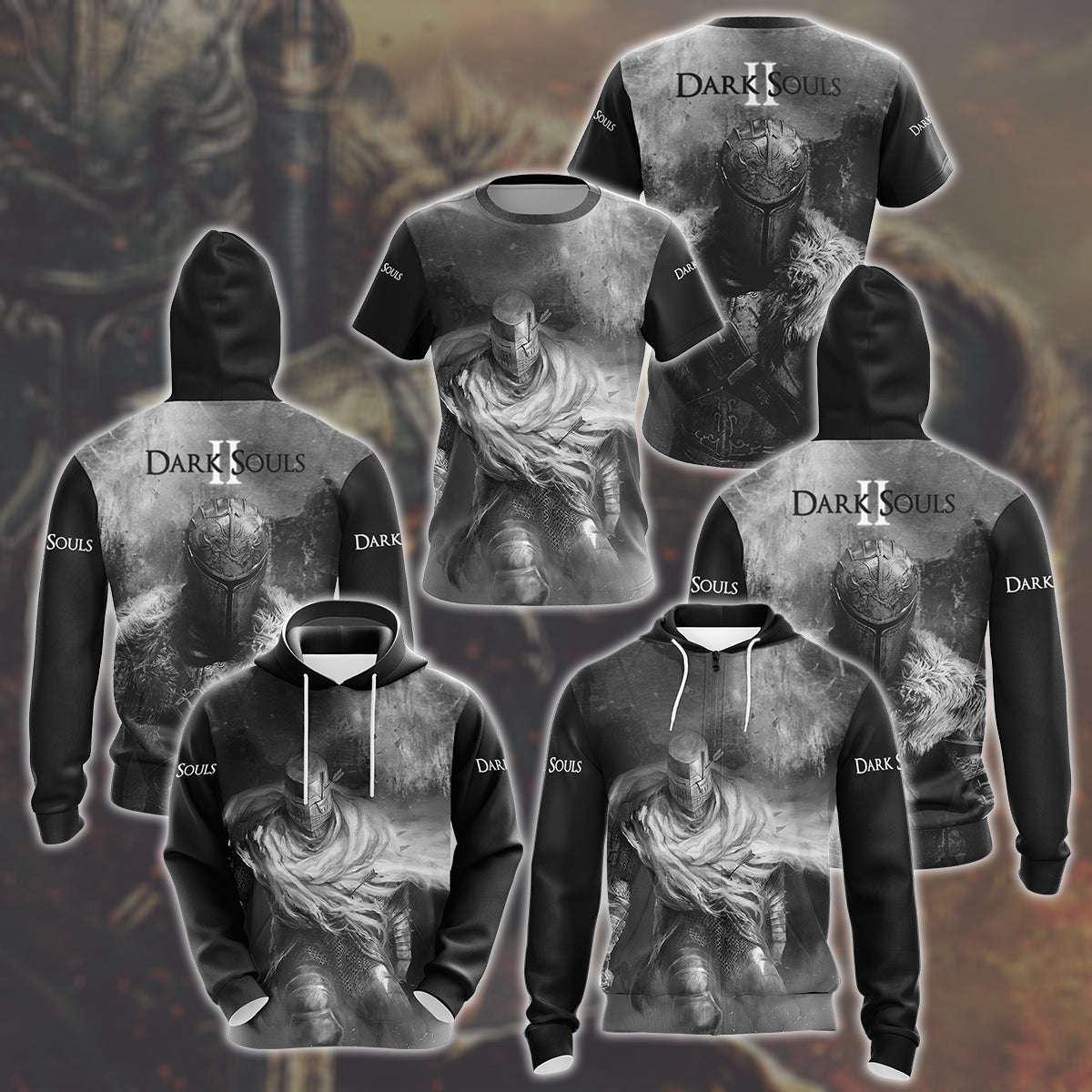 Dark Souls 2 Video Game All Over Printed T-shirt Tank Top Zip Hoodie Pullover Hoodie Hawaiian Shirt Beach Shorts Joggers
