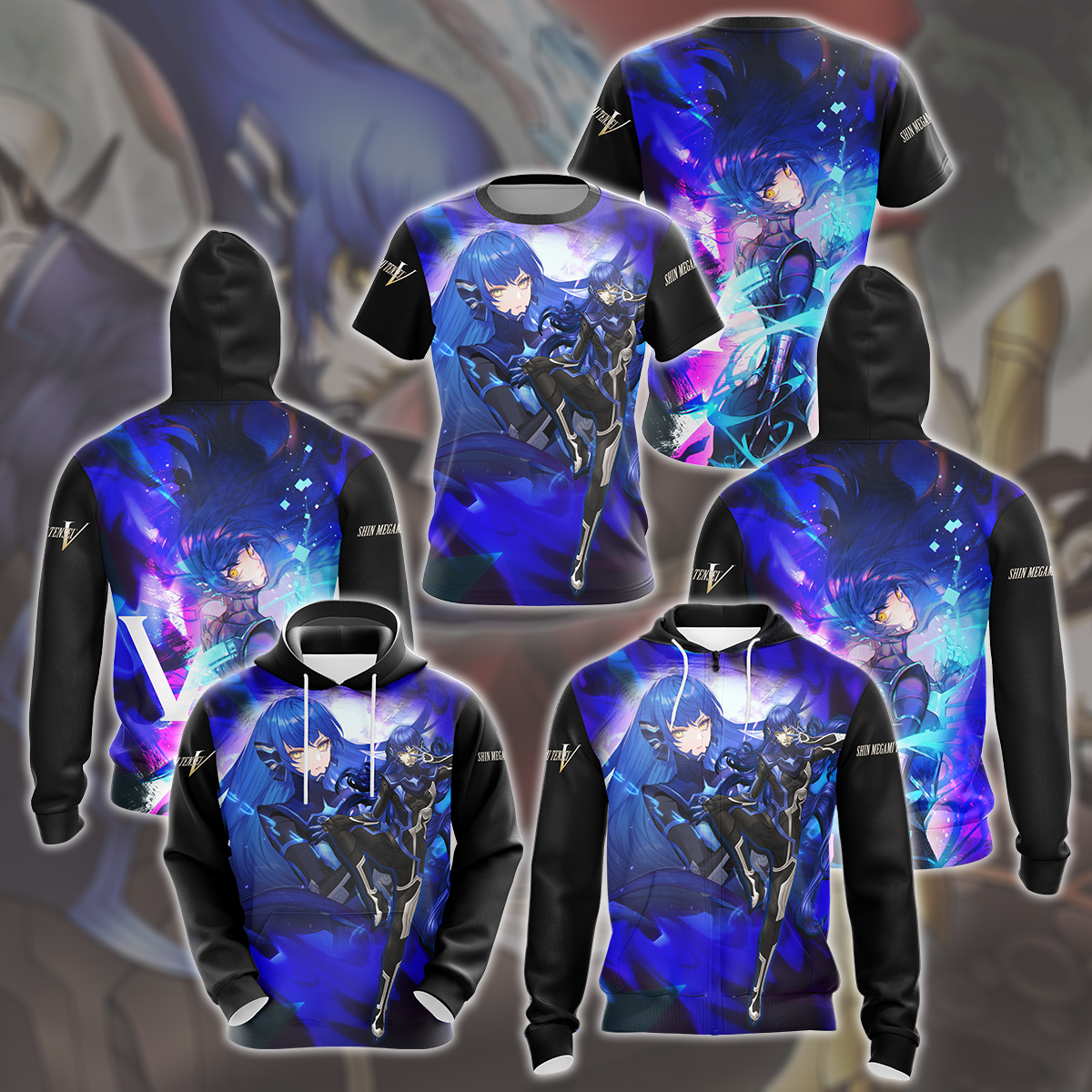 Shin Megami Tensei V Video Game All Over Printed T-shirt Tank Top Zip Hoodie Pullover Hoodie Hawaiian Shirt Beach Shorts Joggers