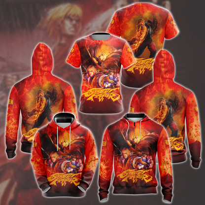 Street Fighter 6 Ken Video Game All Over Printed T-shirt Tank Top Zip Hoodie Pullover Hoodie Hawaiian Shirt Beach Shorts Joggers