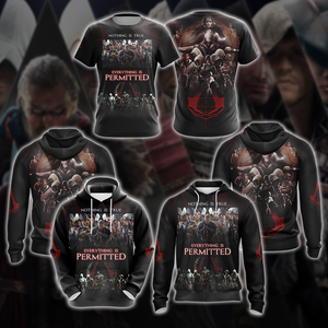 Nothing is True - Everything is Permitted Assassin's Creed All Over Print T-shirt Zip Hoodie Pullover Hoodie   