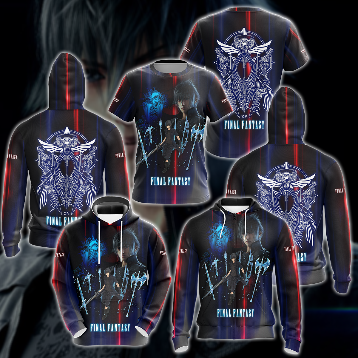 Final Fantasy XV Video Game 3D All Over Printed T-shirt Tank Top Zip Hoodie Pullover Hoodie Hawaiian Shirt Beach Shorts Jogger