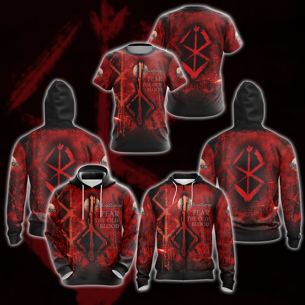 Bloodborne All Over Print T-shirt Tank Top Zip Hoodie Pullover Hoodie Hawaiian Shirt