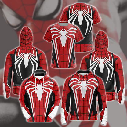 Spider-Man 2 Peter Parker Advanced Suit 2.0 Red & Black Cosplay Video Game All Over Printed T-shirt Tank Top Zip Hoodie Pullover Hoodie Hawaiian Shirt Beach Shorts Joggers