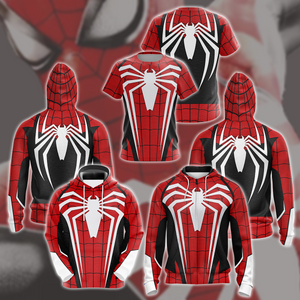 Spider-Man 2 Peter Parker Advanced Suit 2.0 Red & Black Cosplay Video Game All Over Printed T-shirt Tank Top Zip Hoodie Pullover Hoodie Hawaiian Shirt Beach Shorts Joggers   