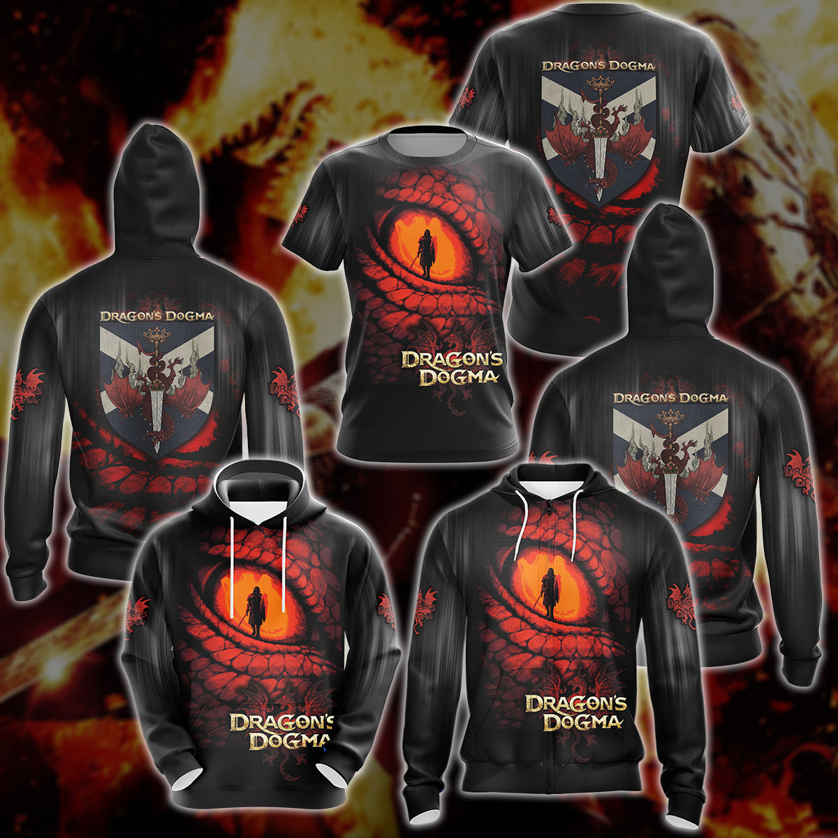 Dragon's Dogma Video Game 3D All Over Printed T-shirt Tank Top Zip Hoodie Pullover Hoodie Hawaiian Shirt Beach Shorts Jogger