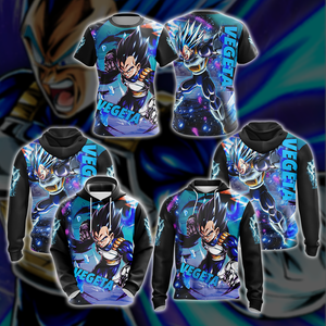 Dragon Ball Vegeta All Over Print T-shirt Zip Hoodie Pullover Hoodie   