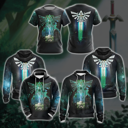 The Master Sword The legend of Zelda All Over Print T-shirt Zip Hoodie Pullover Hoodie
