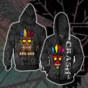 Crash Bandicoot - Aku Aku Unisex 3D T-shirt Zip Hoodie XS 