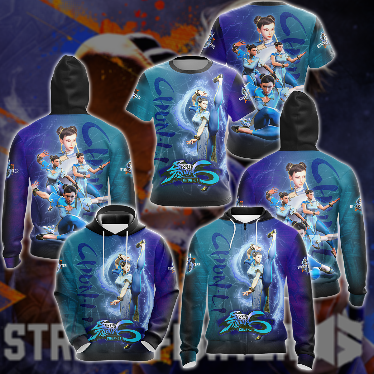 Street Fighter 6 Chun-Li Video Game All-Over T-shirt Hoodie Tank Top Hawaiian Shirt Beach Shorts Joggers