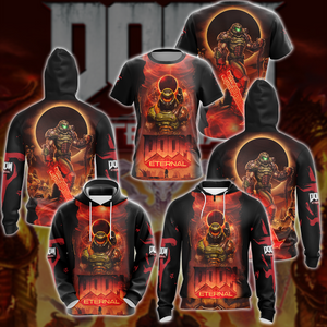 Doom Eternal Video Game All-Over T-shirt Hoodie Tank Top Hawaiian Shirt Beach Shorts Joggers   