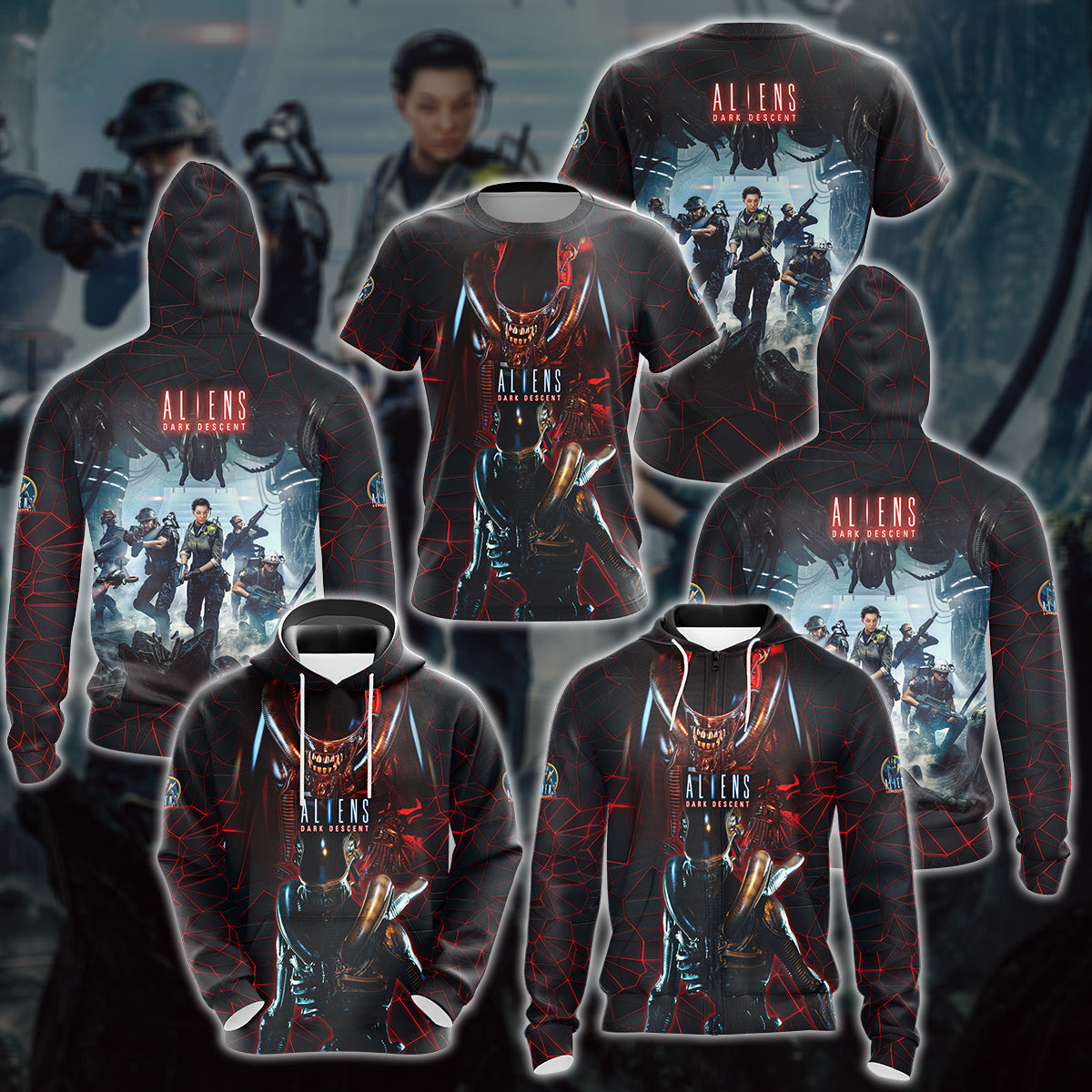 Aliens: Dark Descent Video Game 3D All Over Printed T-shirt Tank Top Zip Hoodie Pullover Hoodie Hawaiian Shirt Beach Shorts Jogger