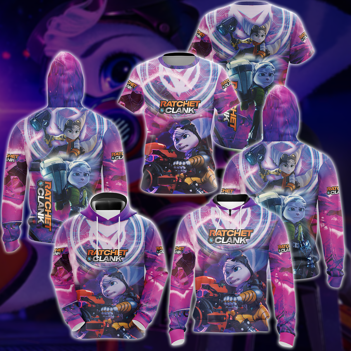 Ratchet & Clank Video Game All Over Printed T-shirt Tank Top Zip Hoodie Pullover Hoodie Hawaiian Shirt Beach Shorts Joggers