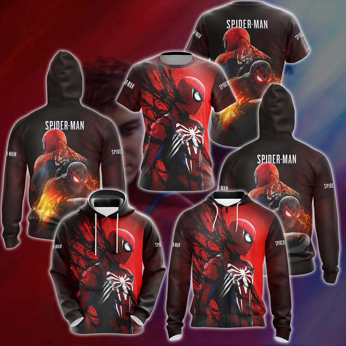 Spider-Man 2 Video Game All Over Printed T-shirt Tank Top Zip Hoodie Pullover Hoodie Hawaiian Shirt Beach Shorts Joggers