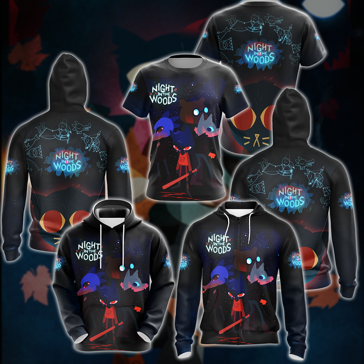 Night in the Woods Video Game All-Over T-shirt Hoodie Tank Top Hawaiian Shirt Beach Shorts Joggers