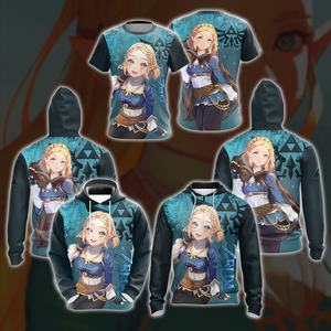 Princess Zelda The Legend of Zelda All Over Print T-shirt Zip Hoodie Pullover Hoodie   