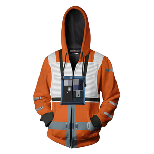 Star Wars X-wing Pilot Cosplay Zip Up Hoodie Jacket   