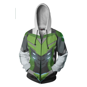 Overwatch Cosplay Genji Sentai Skin Zip Up Hoodie Jacket   