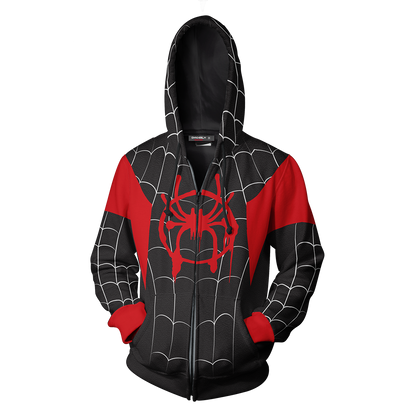 Spider-Man: Into the Spider-Verse Miles Morales Cosplay Zip Up Hoodie Jacket