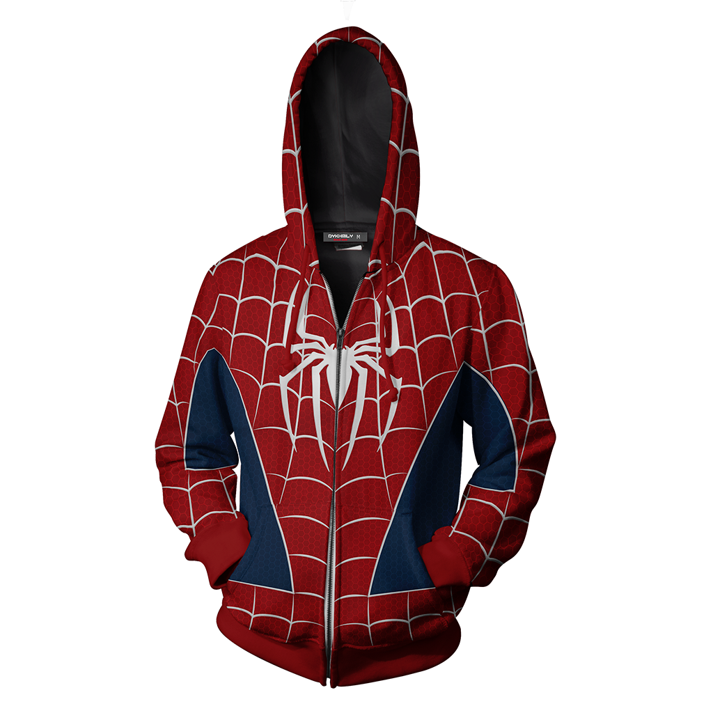 Spider man PS4 Suit Tobey Maguire Sam Raimi 2002 Movie Cosplay Zip WackyTee