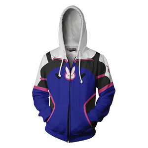 Overwatch D.Va Cosplay Zip Up Hoodie Jacket   