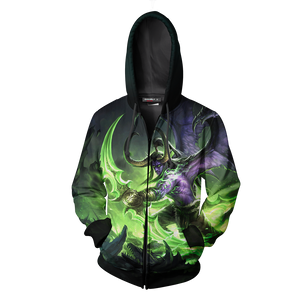 Illidan Stormrage World Of Warcraft Zip Up Hoodie Jacket   