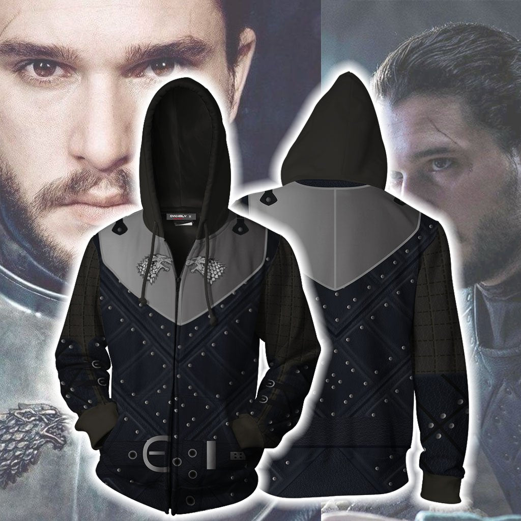 Game Of Thrones Jon Snow (Season 7) Cosplay Zip Up Hoodie Jacket 5XL