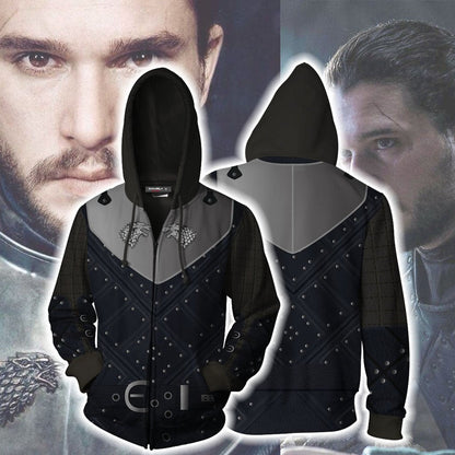 Game Of Thrones Jon Snow (Season 7) Cosplay Zip Up Hoodie Jacket 5XL