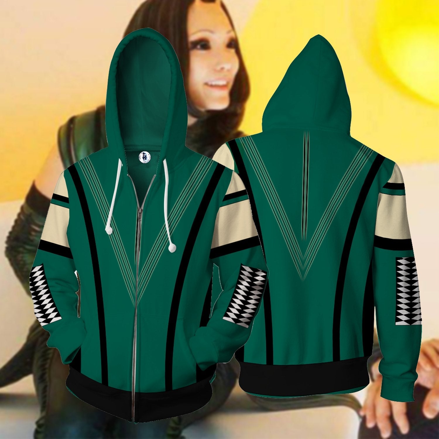 Guardians Of The Galaxy Mantis Girl Cosplay Zip Up Hoodie Jacket 5XL